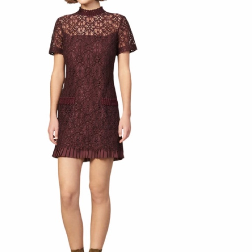 NEW Sandro Paris Bordeaux Lace Cocktail Dress